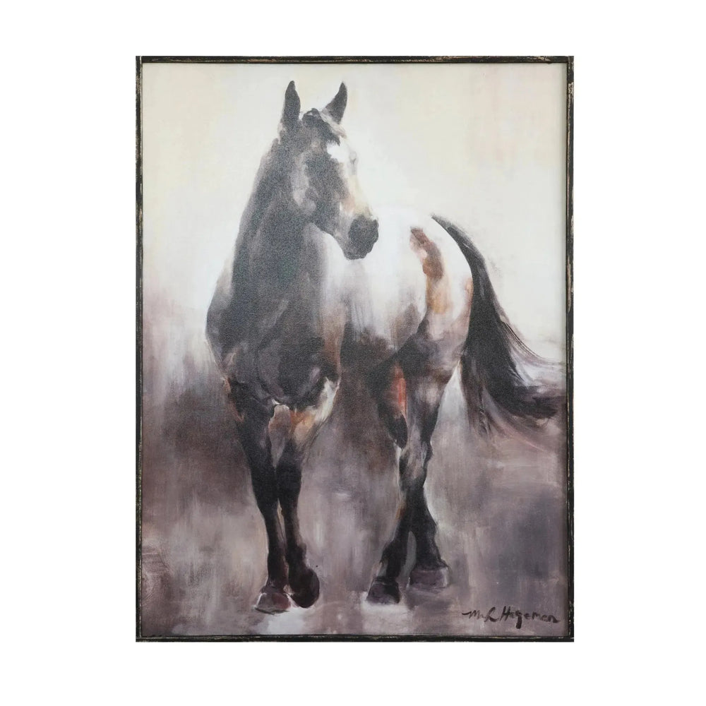 Horse framed wall decor in white background.