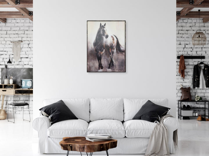 Horse framed wall decor material variants.