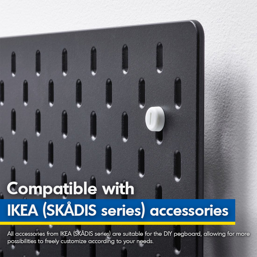 Ikea pegboard with compatibility text description