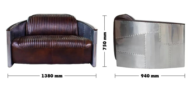 Industrial aluminium 2 seater sofa aircraft size charts.