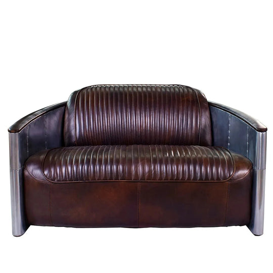 Industrial aluminium 2 seater sofa aircraft in white background.