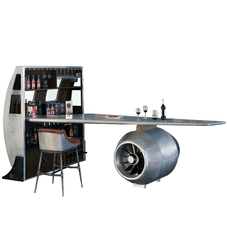 Industrial aluminium bar table aircraft in white background.