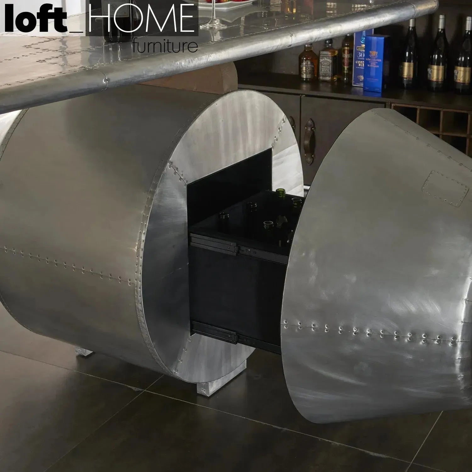 Industrial Aluminium Bar Table AIRCRAFT – LOFT HOME
