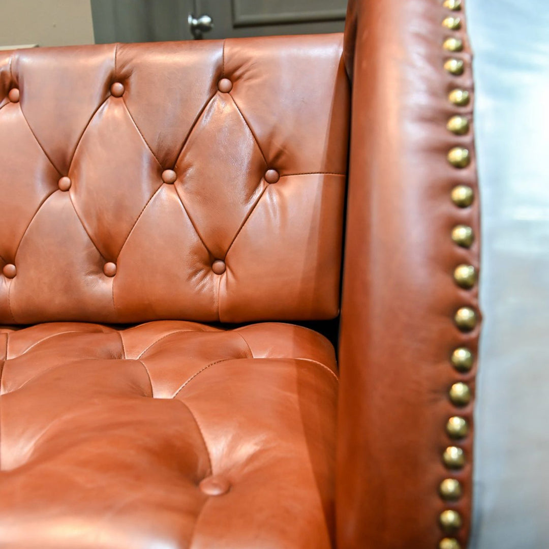 Industrial aluminium genuine leather 2 seater sofa engine situational feels.