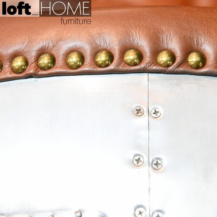 Industrial aluminium genuine leather 2 seater sofa engine layered structure.
