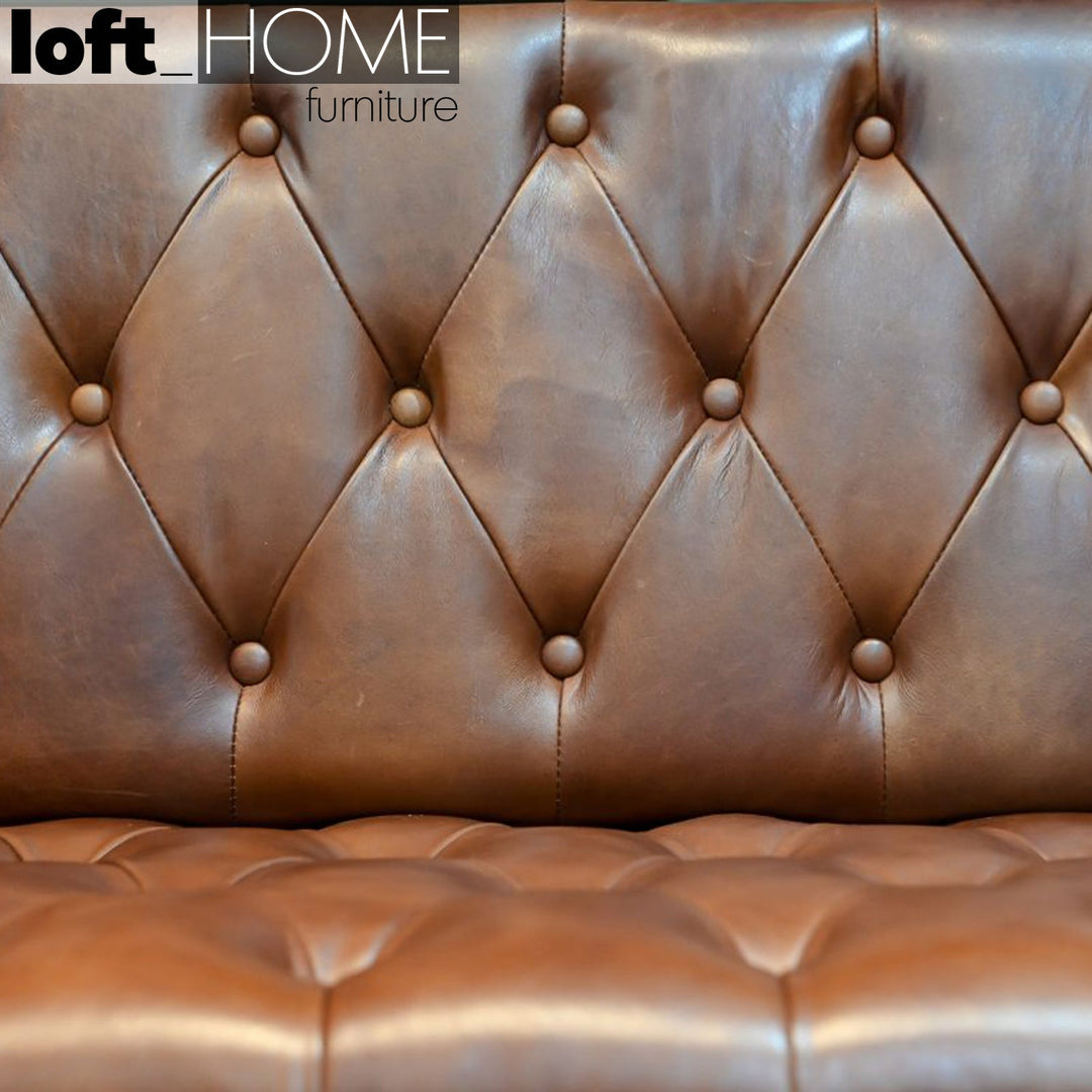 Industrial aluminium genuine leather 2 seater sofa engine with context.
