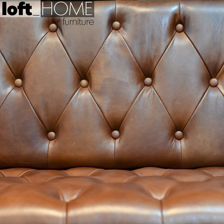 Industrial aluminium genuine leather 2 seater sofa engine with context.