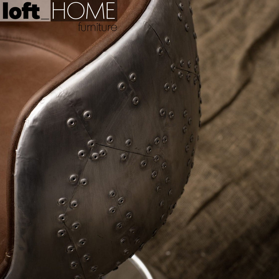 Industrial aluminium genuine leather bar chair aircraft conceptual design.