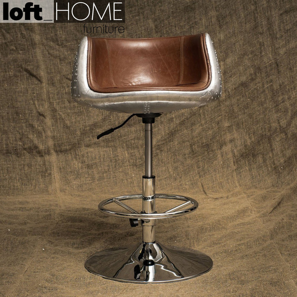 Industrial aluminium genuine leather bar chair aircraft primary product view.