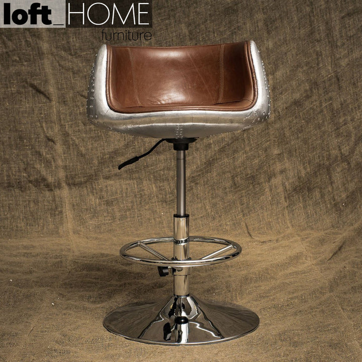 Industrial aluminium genuine leather bar chair aircraft primary product view.