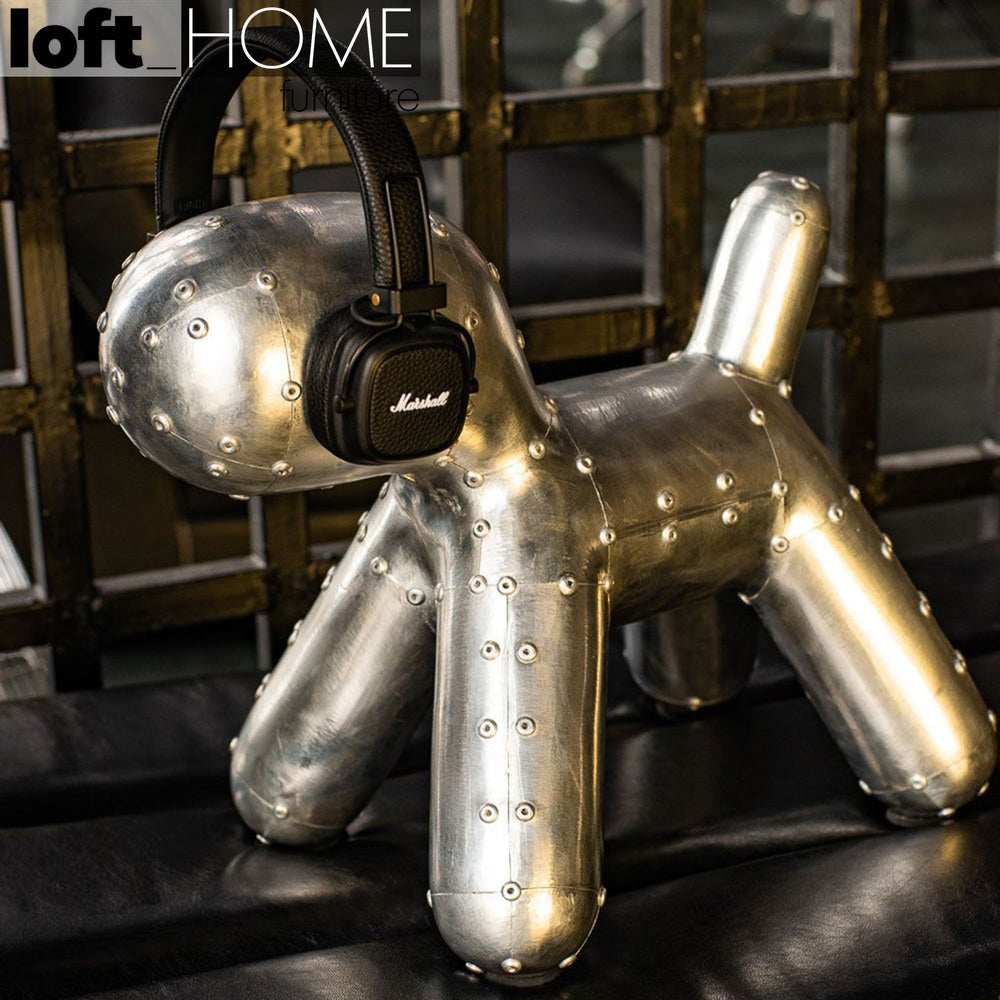 Industrial aluminium puppy dog decor primary product view.