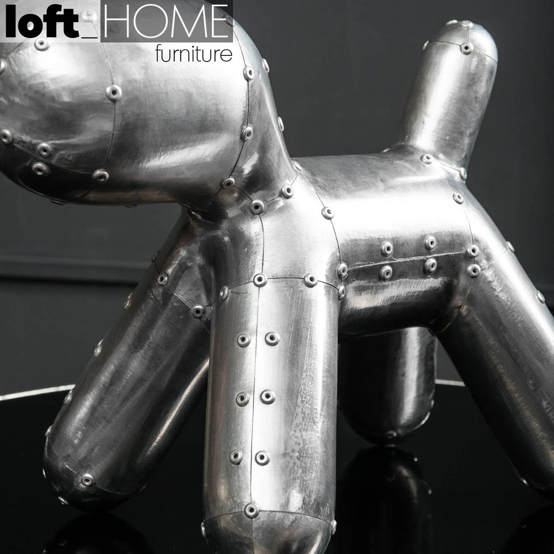 Industrial aluminium puppy dog decor conceptual design.