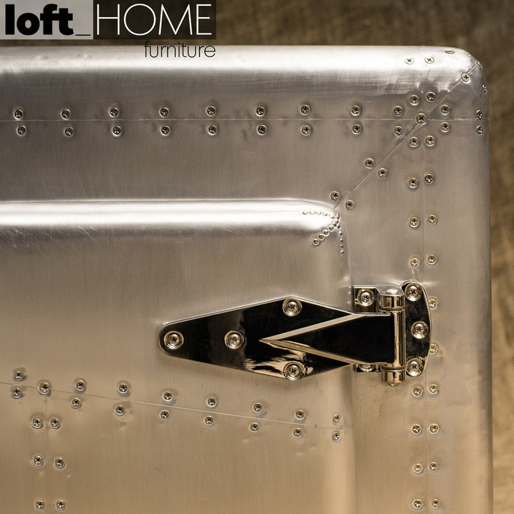 Industrial aluminium side table jetdoor in details.