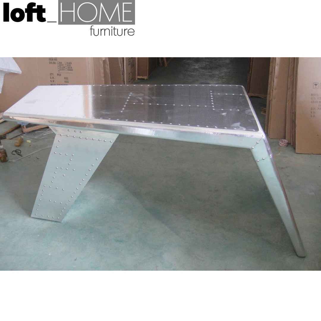 Industrial aluminium study table aircraft wing s in real life style.