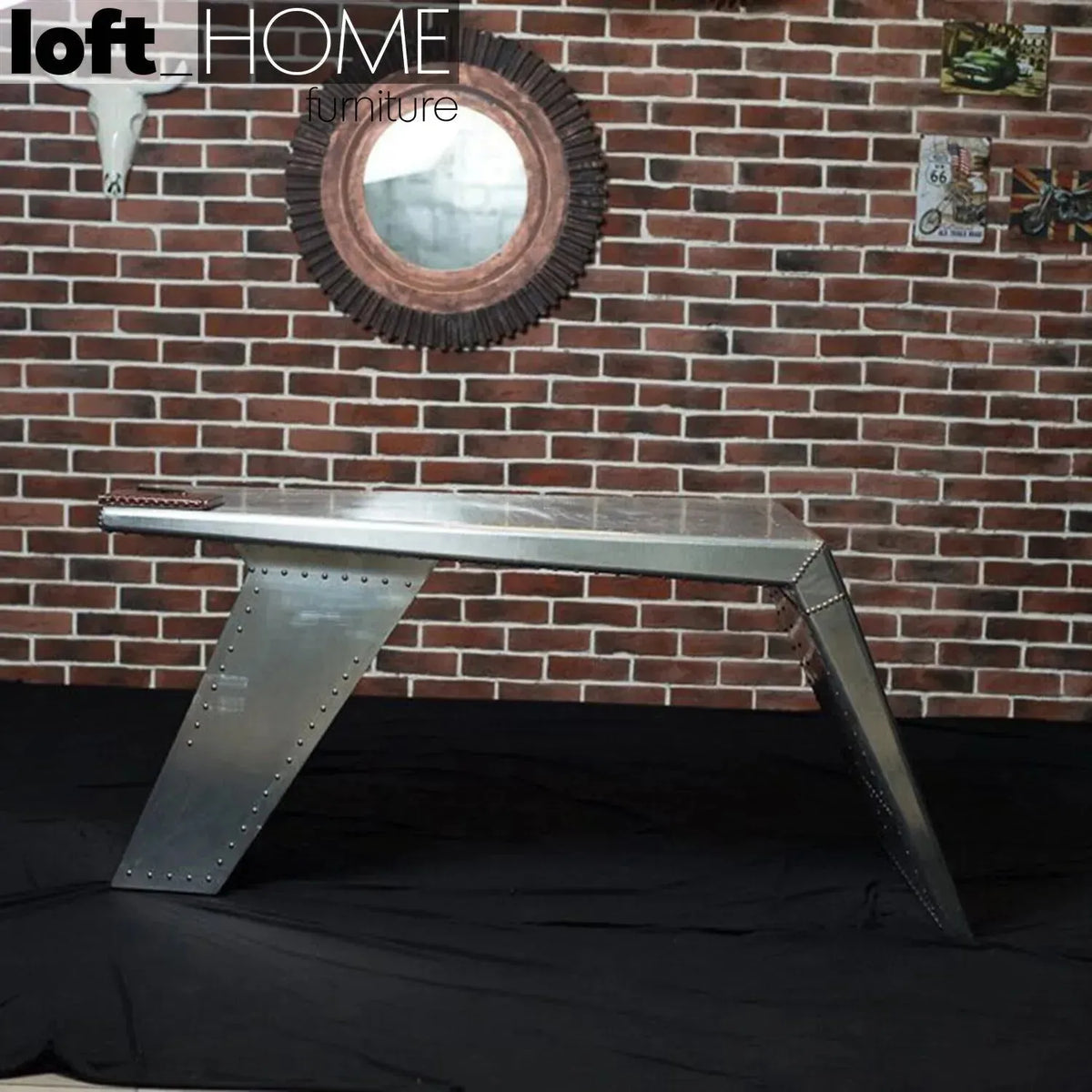 Industrial aluminium study table aircraft wing s color swatches.