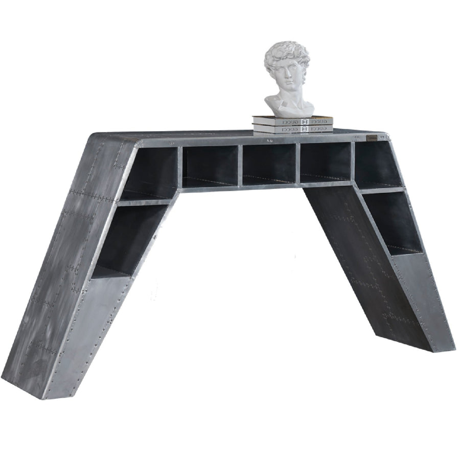 Industrial aluminium study table aircraft in white background.