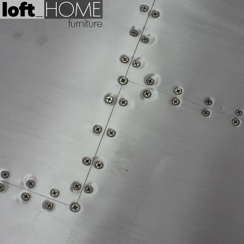 Industrial aluminium study table aircraft in close up details.