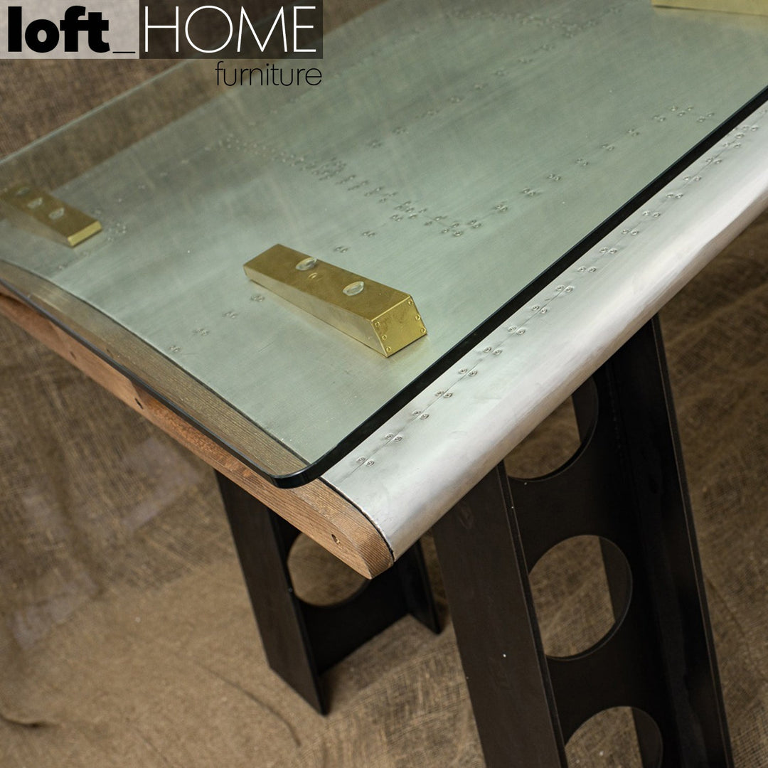 Industrial Aluminium Tempered Glass Study Table SKYWAY