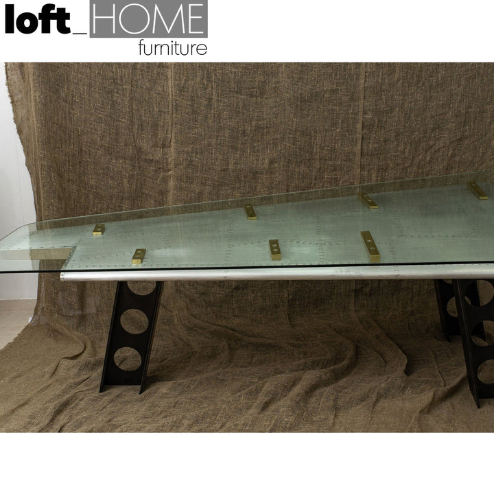 Industrial aluminium tempered glass study table skyway conceptual design.