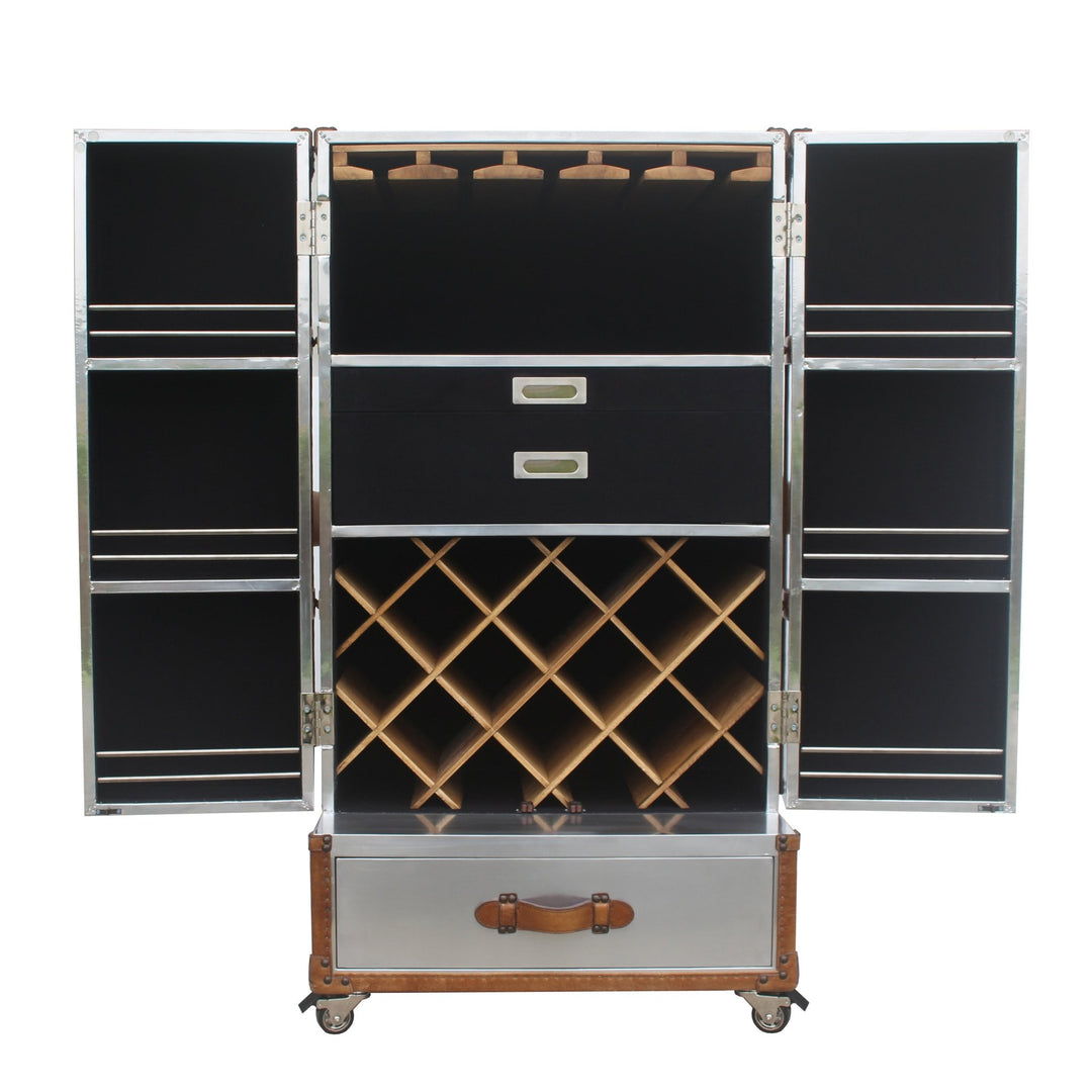 Industrial aluminium wine cabinet aircraft in white background.
