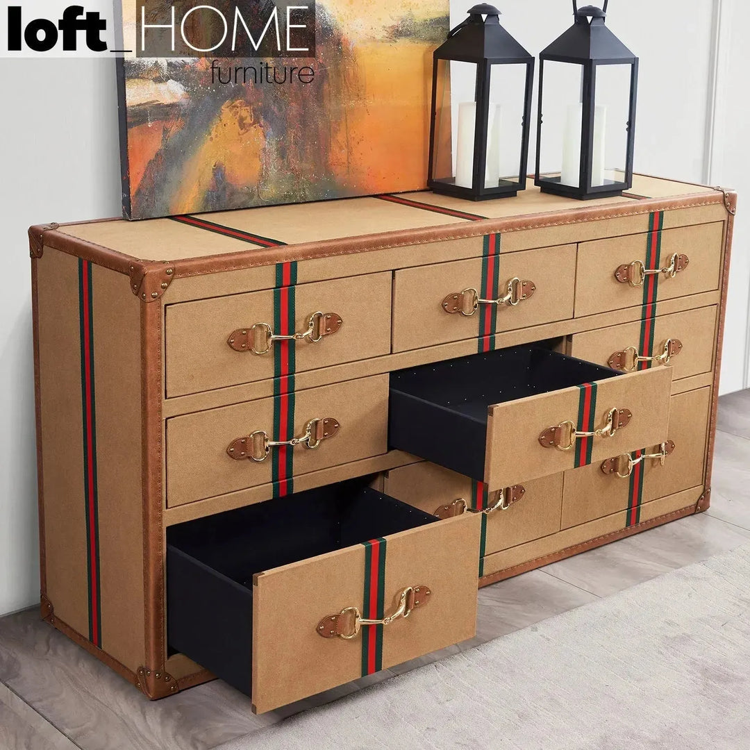 Vintage canvas drawer cabinet guccio primary product view.