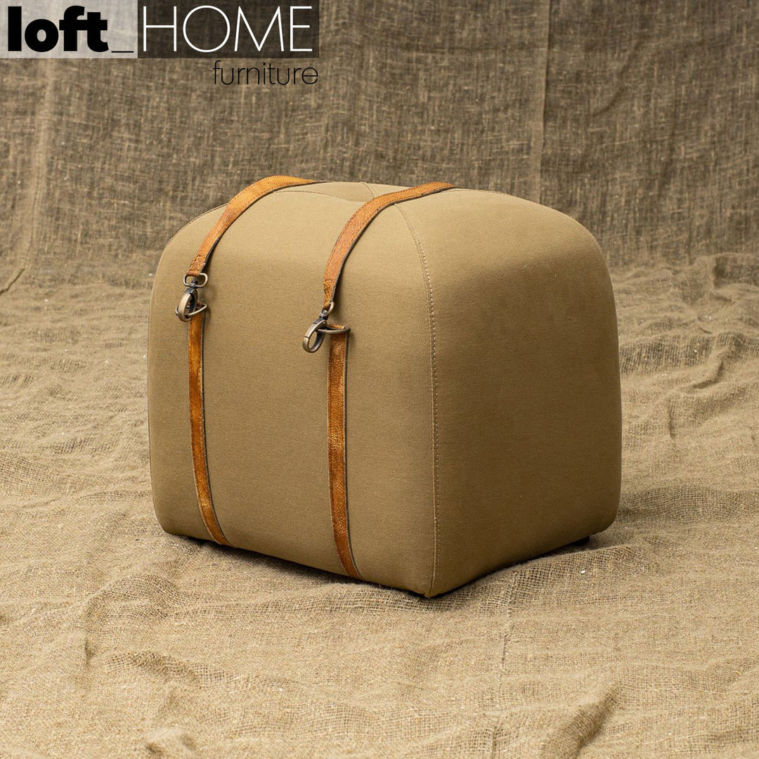 Industrial canvas ottoman stool travel color swatches.