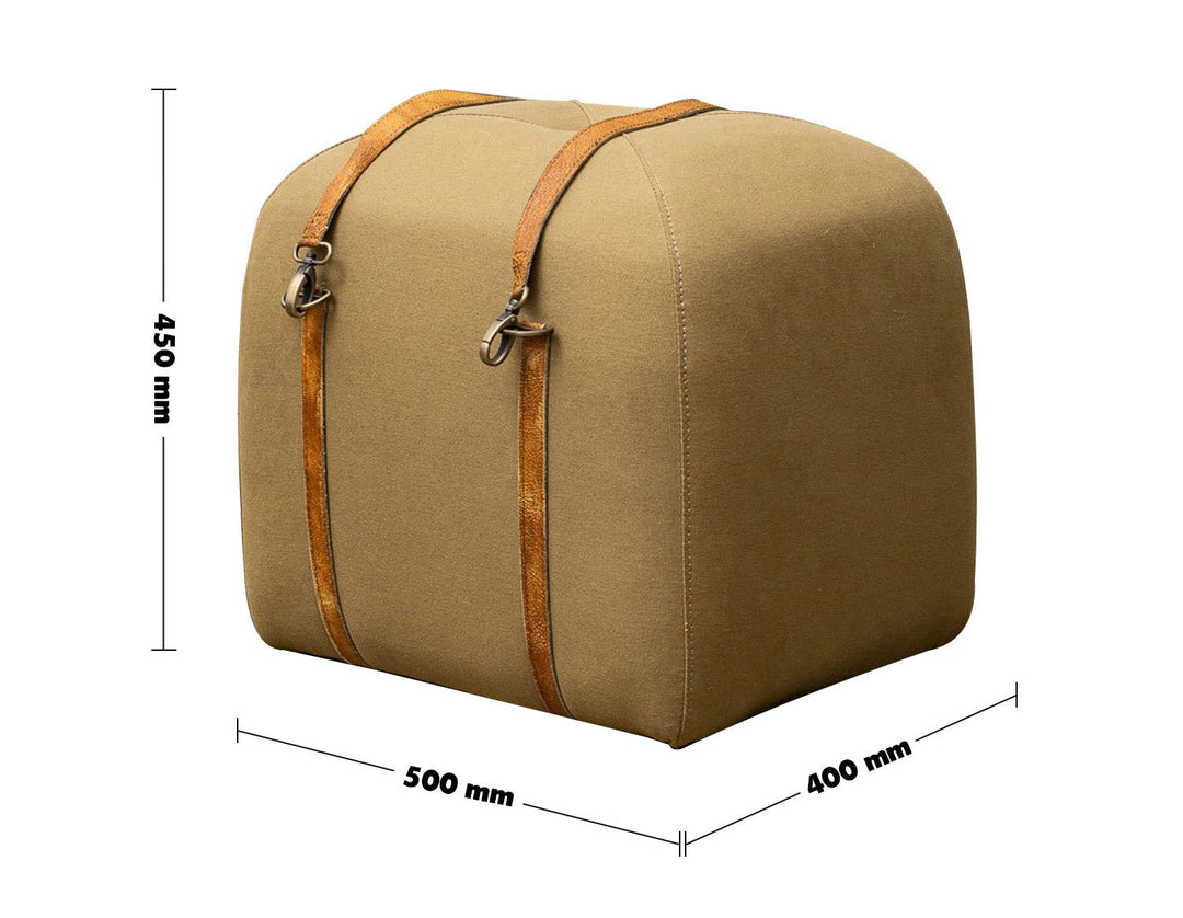Industrial canvas ottoman stool travel size charts.