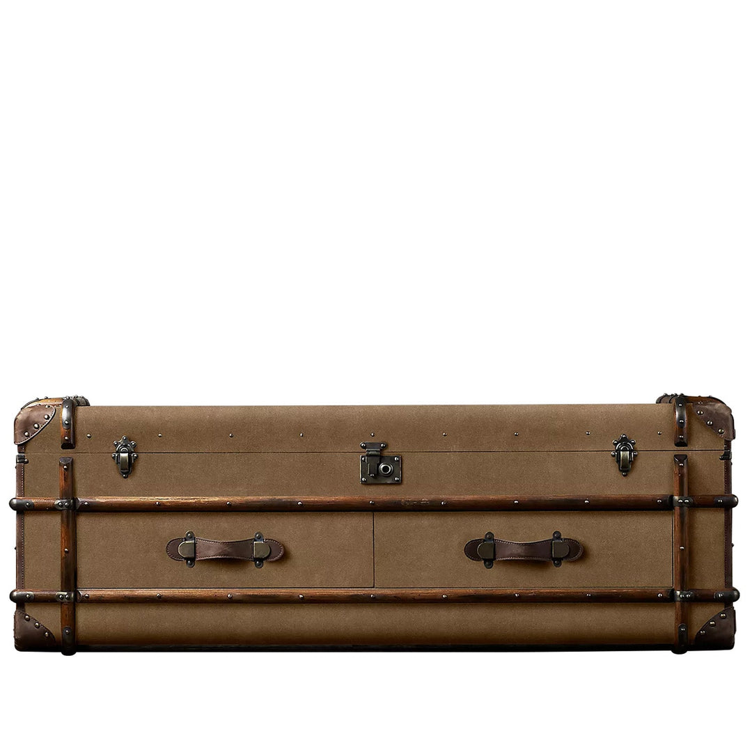 Industrial canvas tv console richards trunk with context.