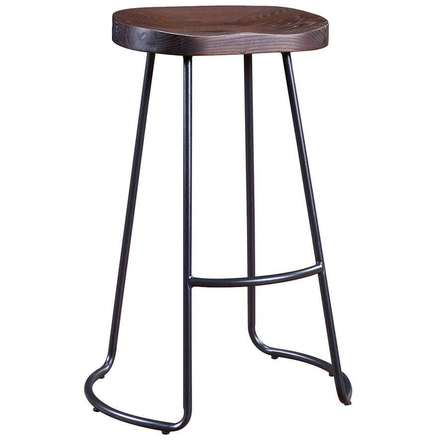 Industrial elm wood bar stool sanctum country in white background.