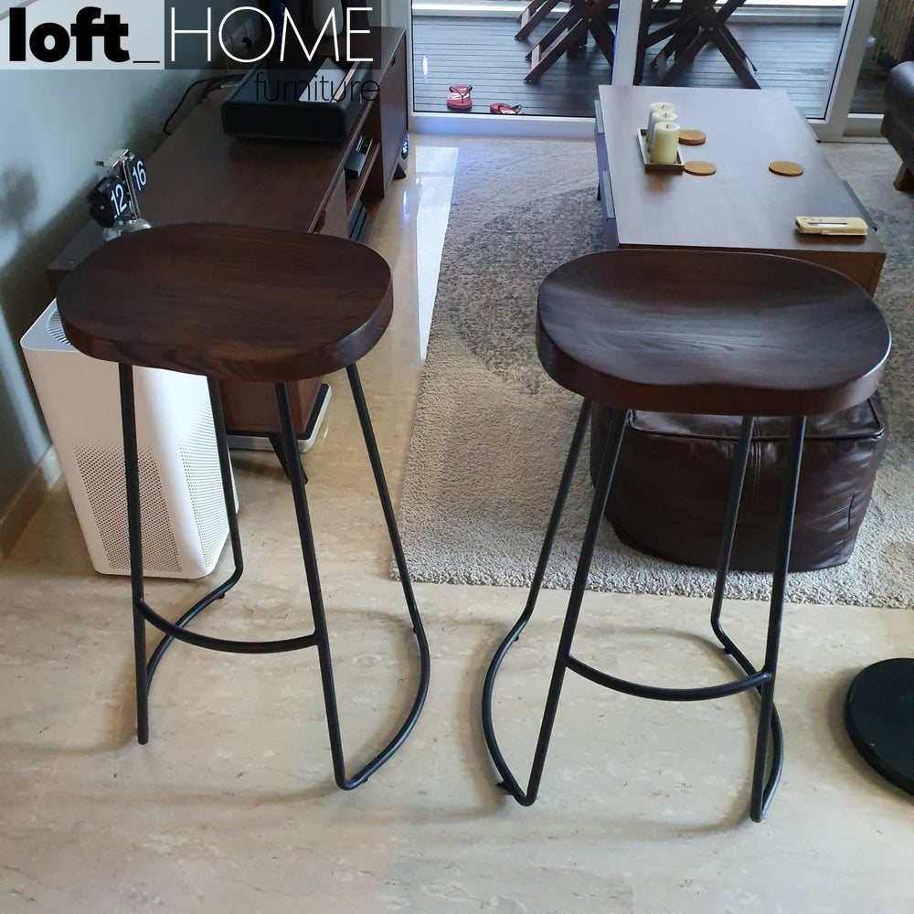 Industrial elm wood bar stool sanctum country primary product view.