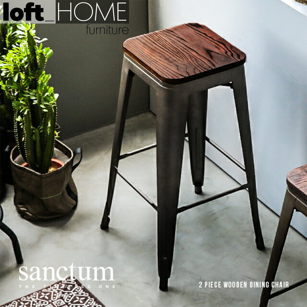Industrial elm wood bar stool sanctum x primary product view.