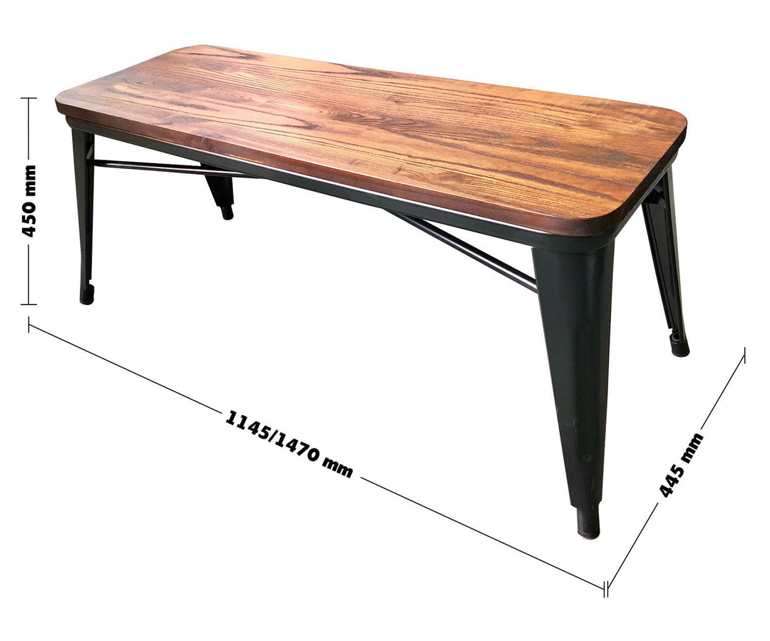 Industrial elm wood dining bench sanctum x size charts.