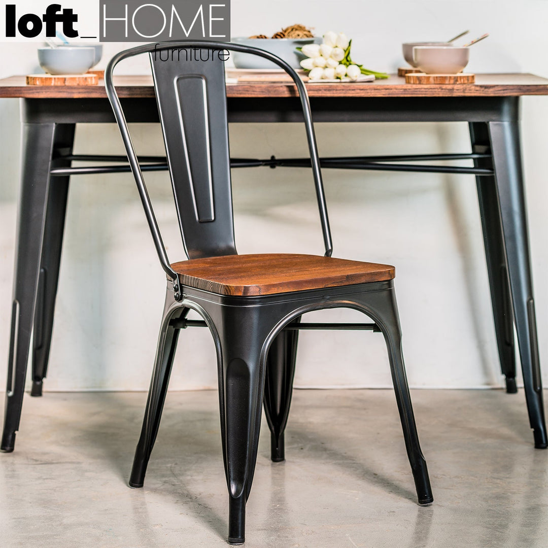 Industrial elm wood dining chair sanctum x primary product view.