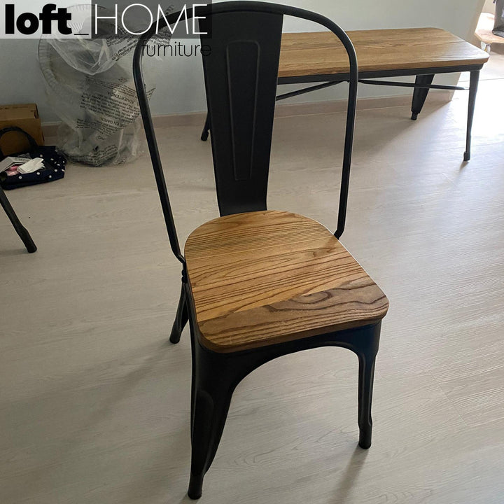 Industrial elm wood dining chair sanctum x detail 9.