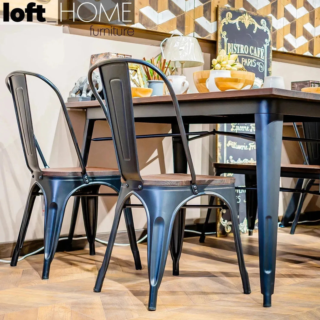 Industrial elm wood dining set 4 pieces sanctum x detail 7.