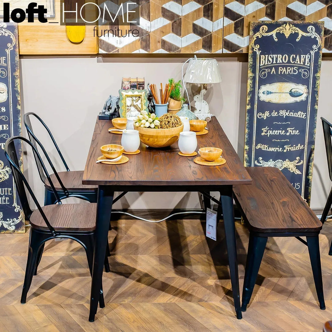 Industrial elm wood dining set 4 pieces sanctum x detail 6.