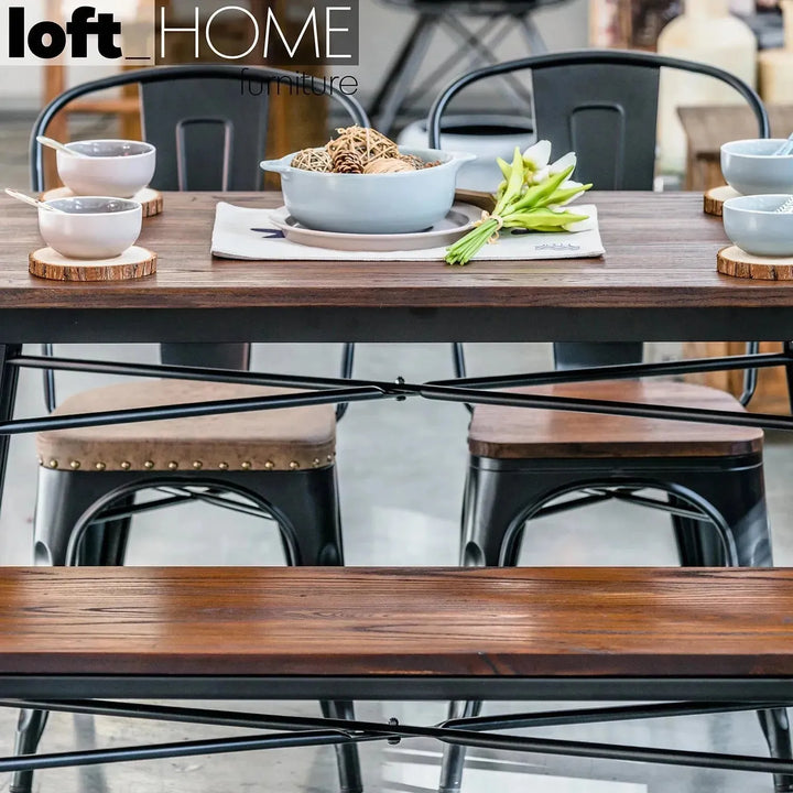 Industrial elm wood dining set 4 pieces sanctum x detail 13.