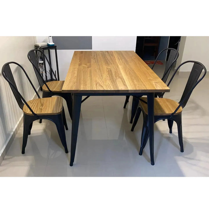 Industrial elm wood dining set 5 pieces sanctum x primary product view.