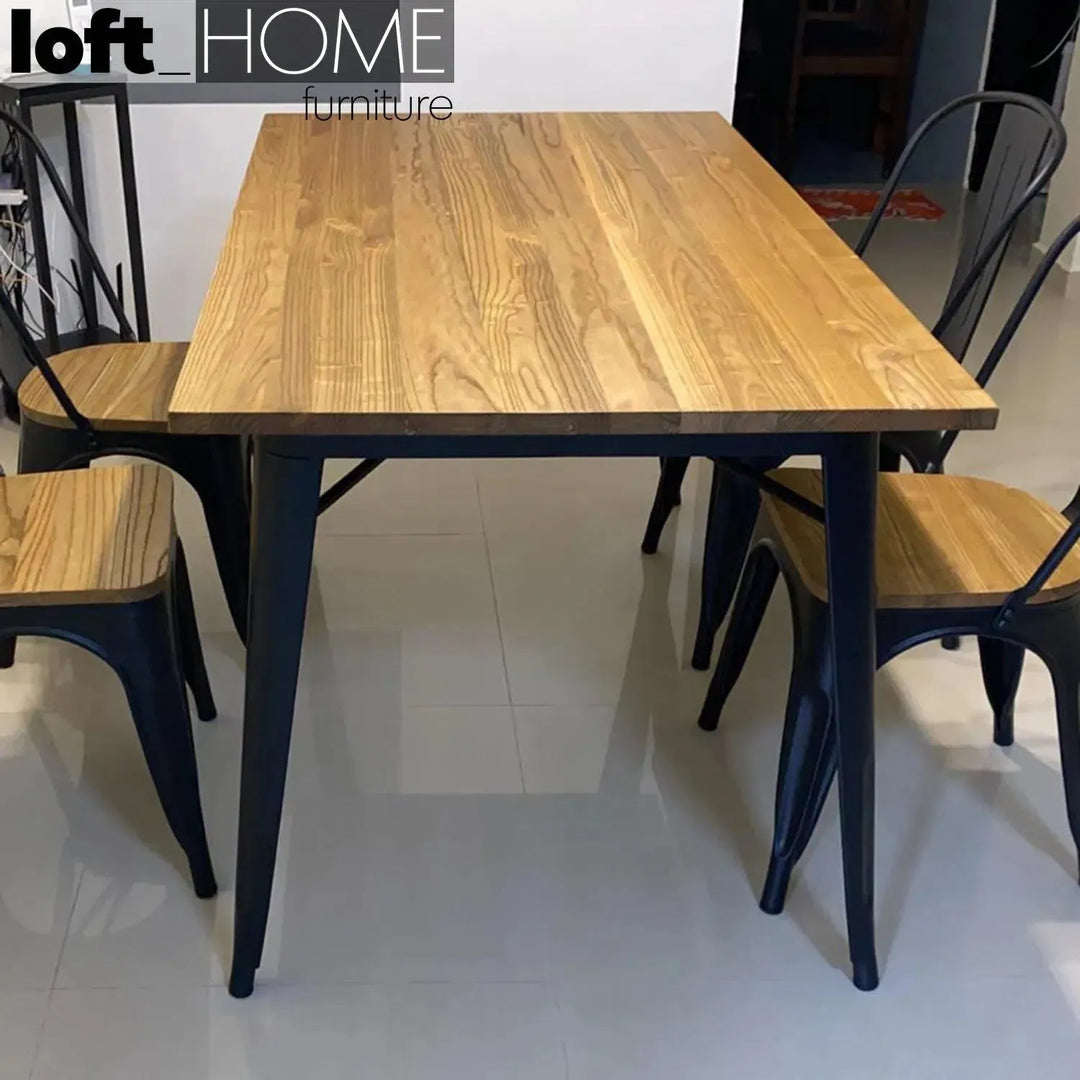 Industrial elm wood dining set 5 pieces sanctum x in still life.