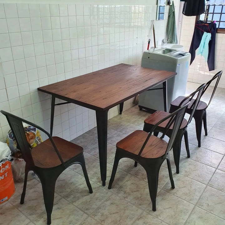 Industrial elm wood dining set 5 pieces sanctum x detail 12.