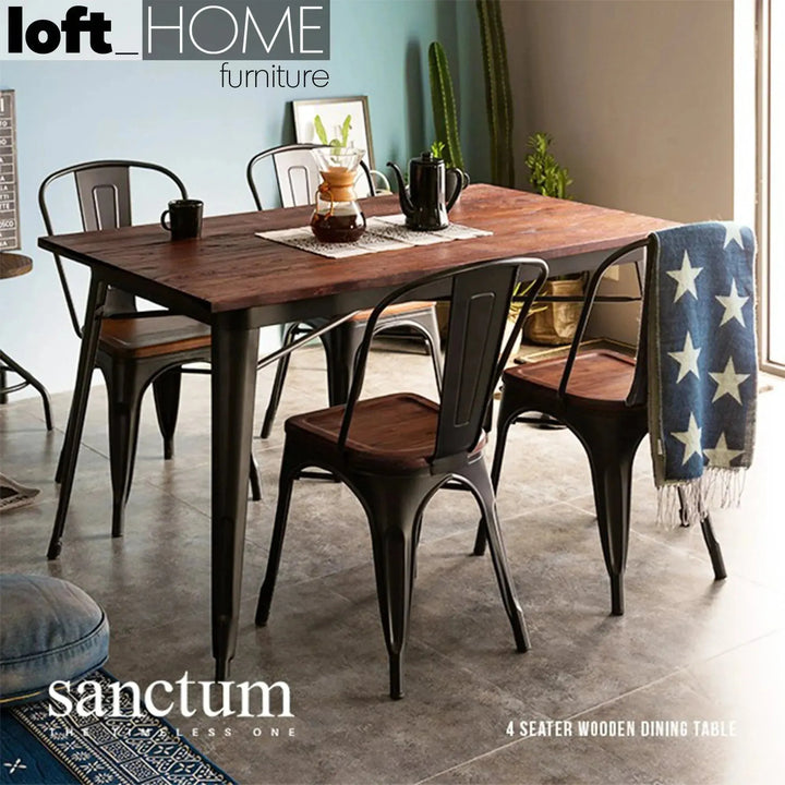 Industrial elm wood dining set 5 pieces sanctum x detail 5.