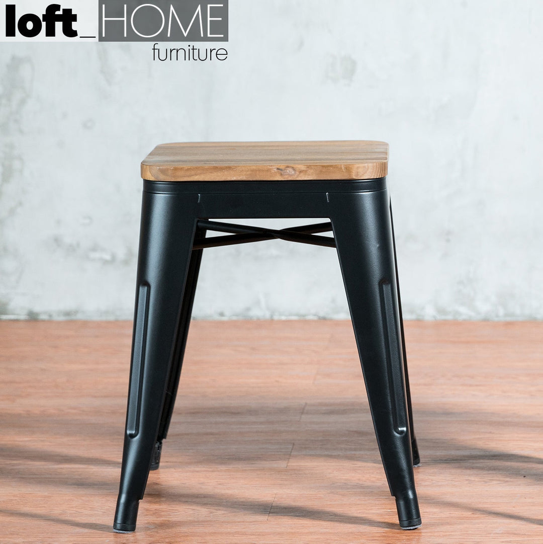 Industrial elm wood dining stool sanctum x detail 6.