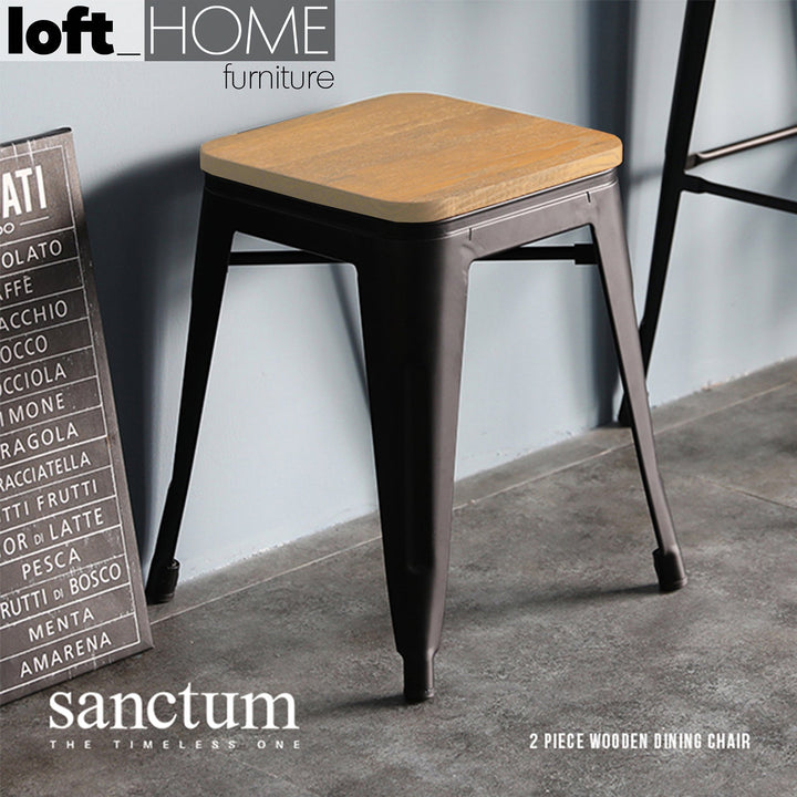 Industrial elm wood dining stool sanctum x detail 3.