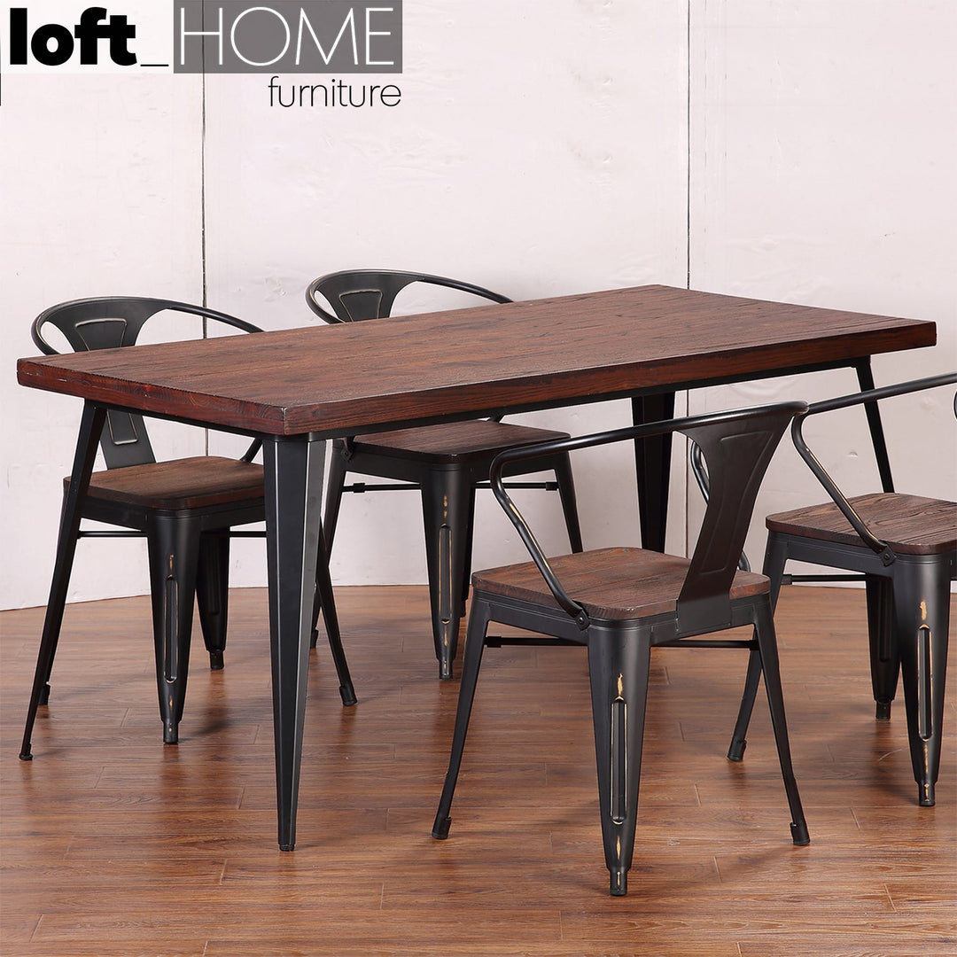 Industrial elm wood dining table sanctum classic primary product view.