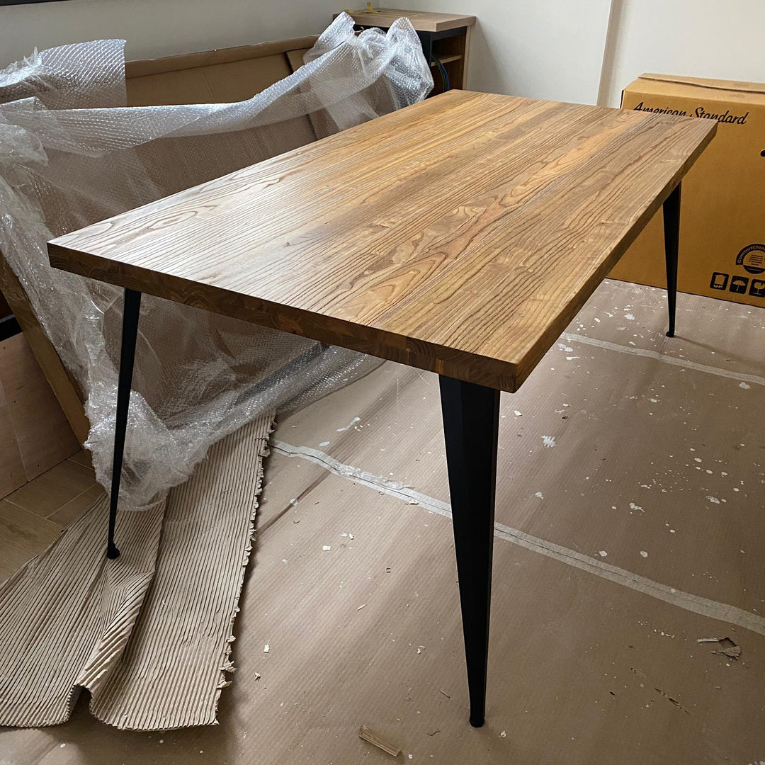 Industrial elm wood dining table sanctum classic detail 10.