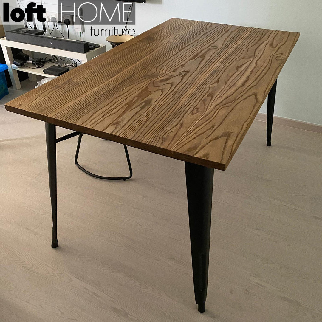 Industrial elm wood dining table sanctum x detail 6.