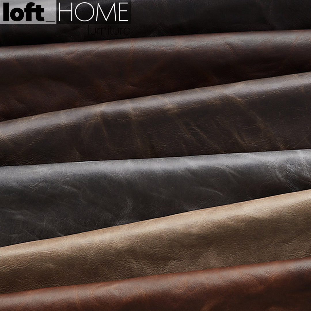 Industrial genuine leather 2 seater sofa blake material variants.