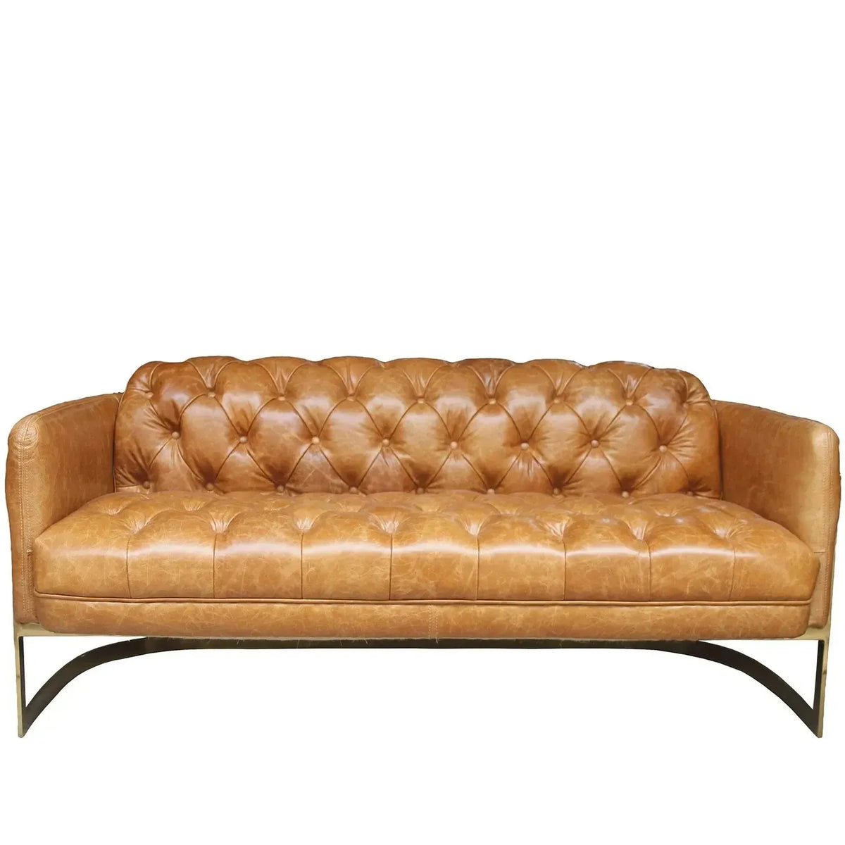 Industrial genuine leather 2 seater sofa blake in white background.