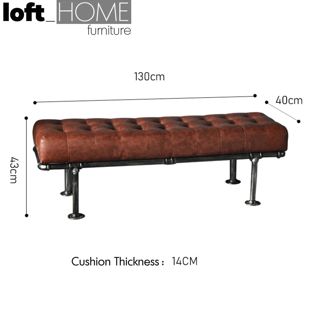 Industrial Leather Dining Bench PIPE