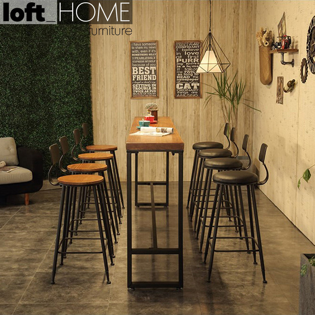 Industrial leather round bar chair starbuck leather primary product view.